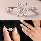 Cushion Cut Marquise Accent Solitaire Engagement Ring