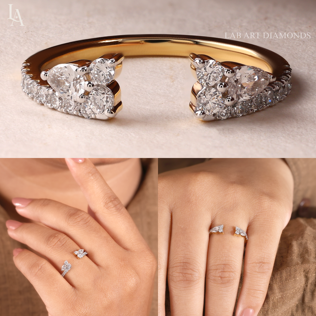 Pear Cut Double Cluster Band