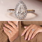 Pear Cut Halo Pave Band Engagement Ring