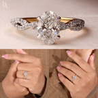 Oval Cut Hidden Halo Twisted Pave Band Engagement Ring