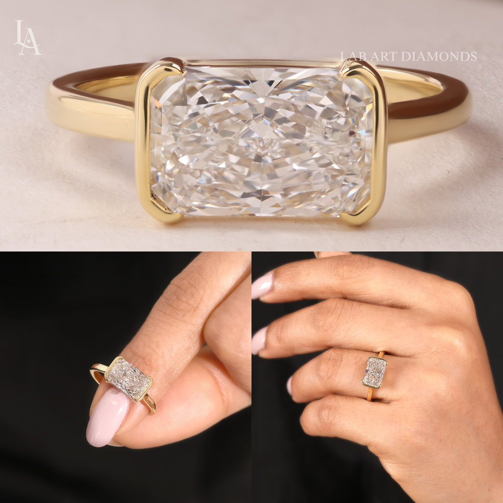 East West Radiant Cut Solitaire Engagement Ring