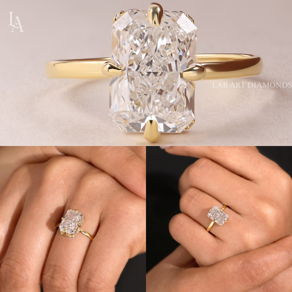 Radiant Cut Hidden Halo Solitaire Engagement Ring