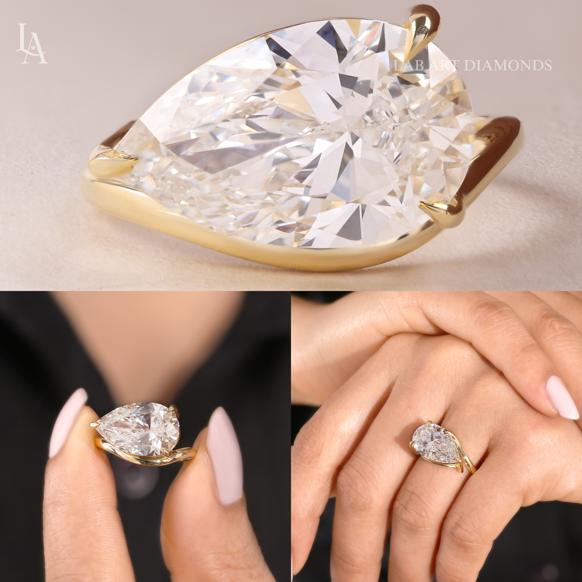 East West Pear Cut Solitaire Engagement Ring