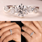 Round Cut Scattered Wave Vine Engagement Ring