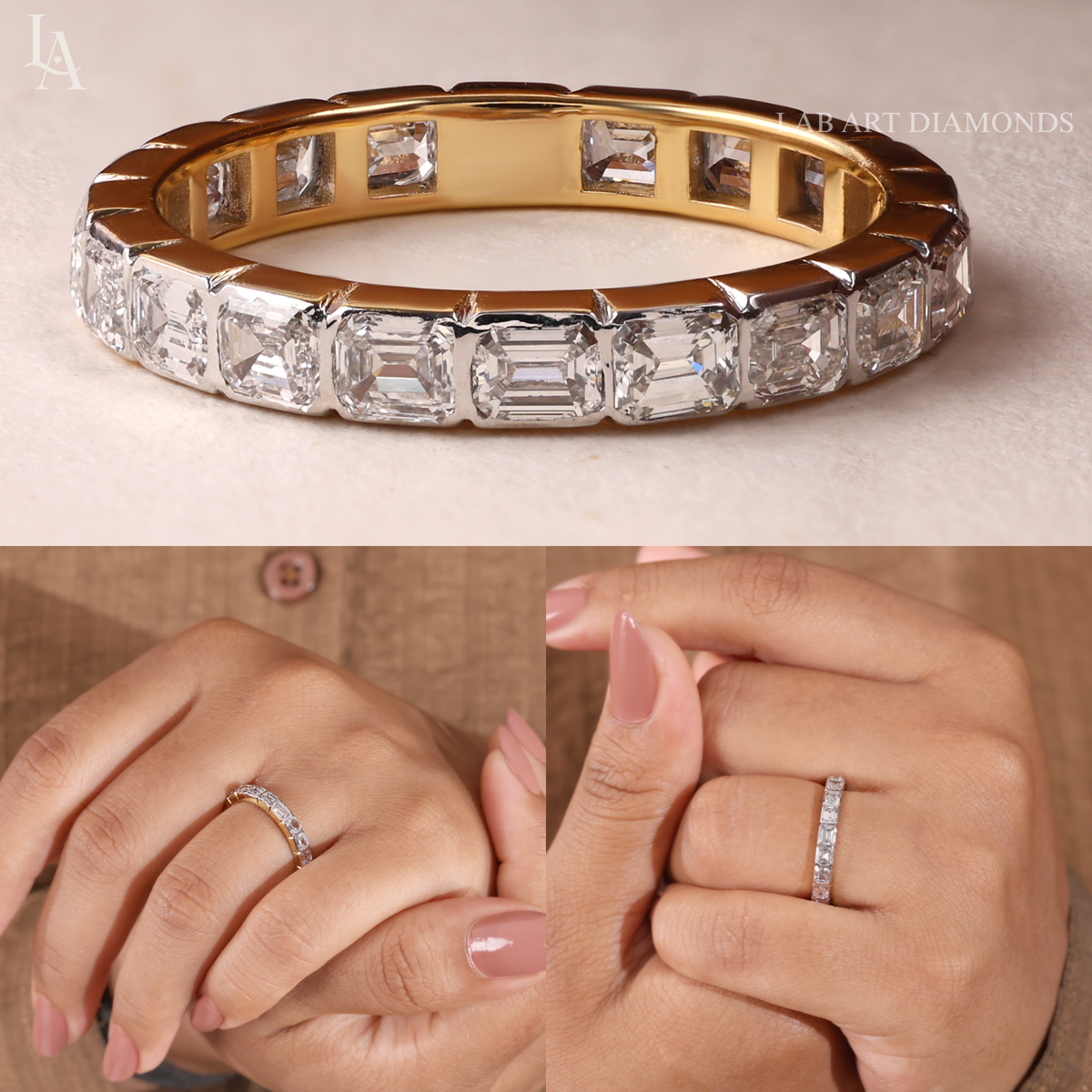 Emerald Cut Full Eternity Band