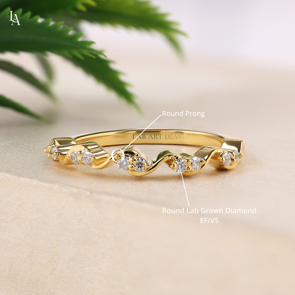 Twisted Dainty Spiral Half Eternity Ring