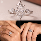 Marquise Cut 3 Stone Kite Side Art Deco Engagement Ring