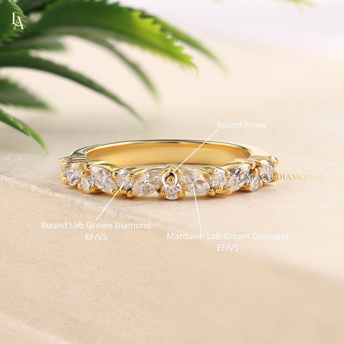Marquise Cut Cluster Leaf Band