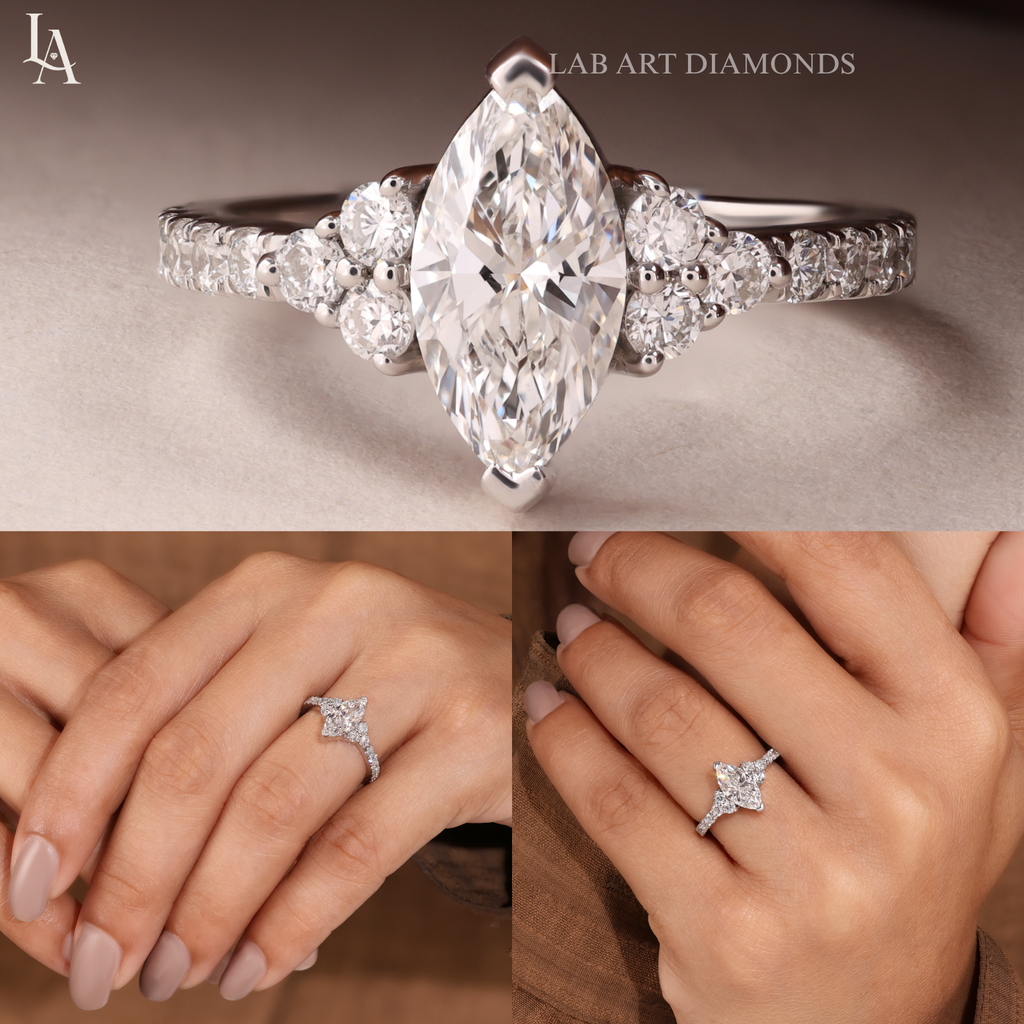 Marquise-Cut Real Lab Grown Diamond Ring