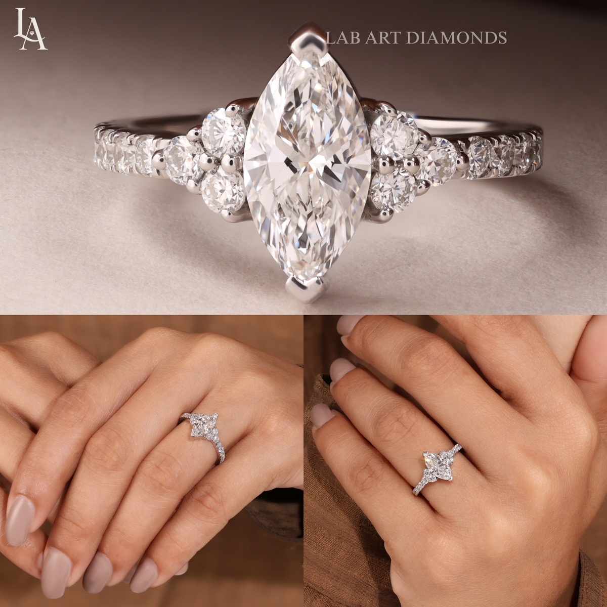 Marquise-Cut Real Lab Grown Diamond Ring