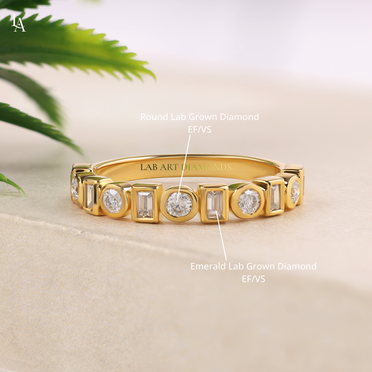 Bezel Set Lab Grown Diamond Half Eternity Band