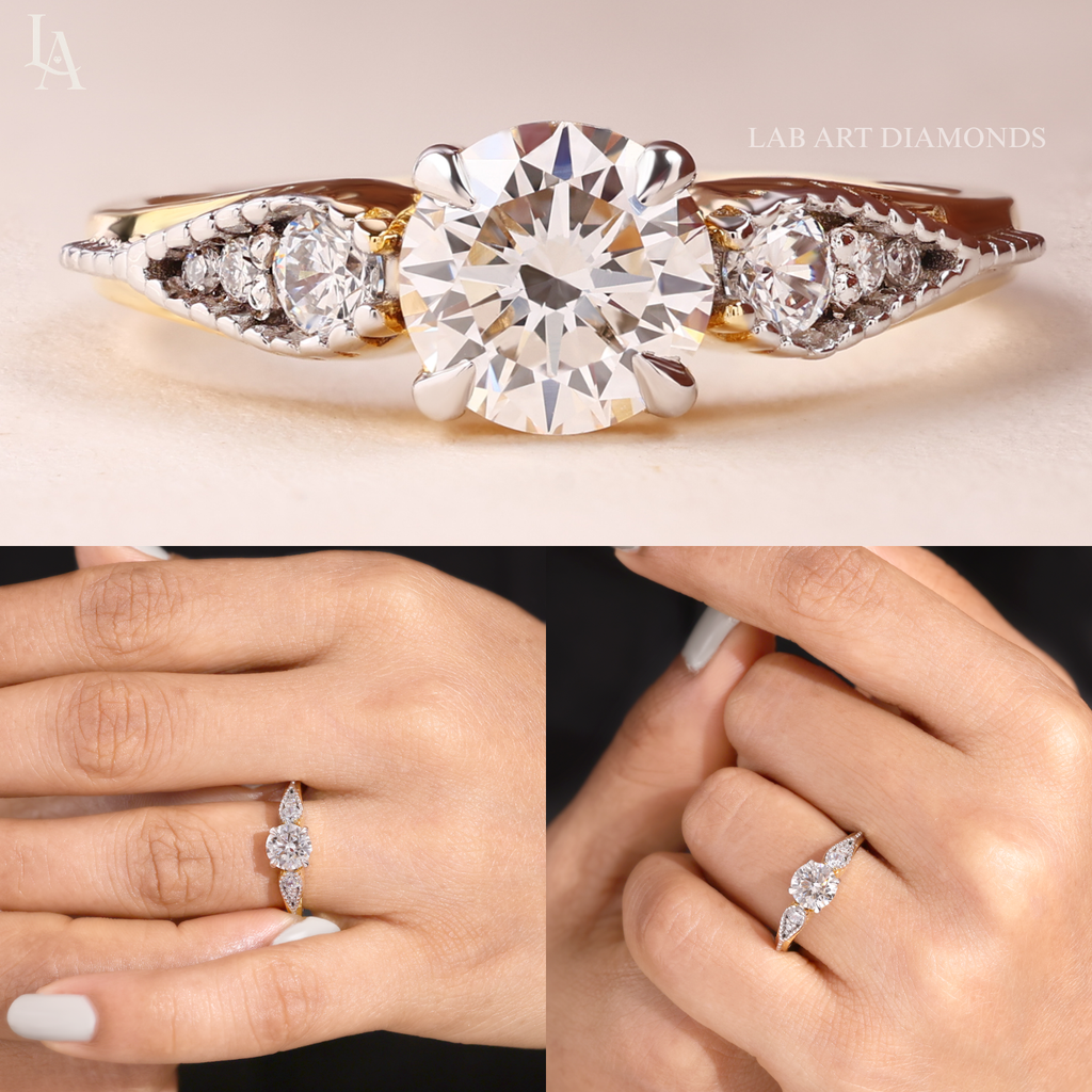 Vintage Round Cut Milgrain Engagement Ring
