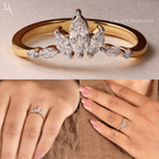 Curved Marquise Crown Wedding Band