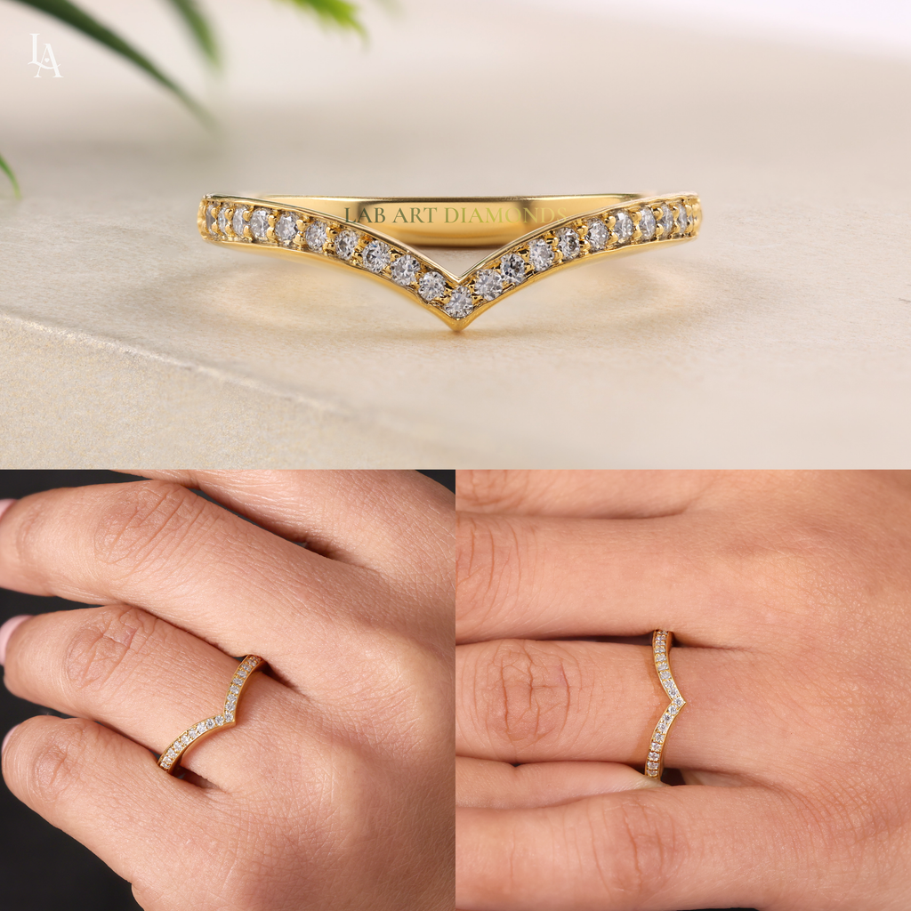 Curved Wishbone V shape Stacking Ring