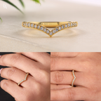 Curved Wishbone V shape Stacking Ring