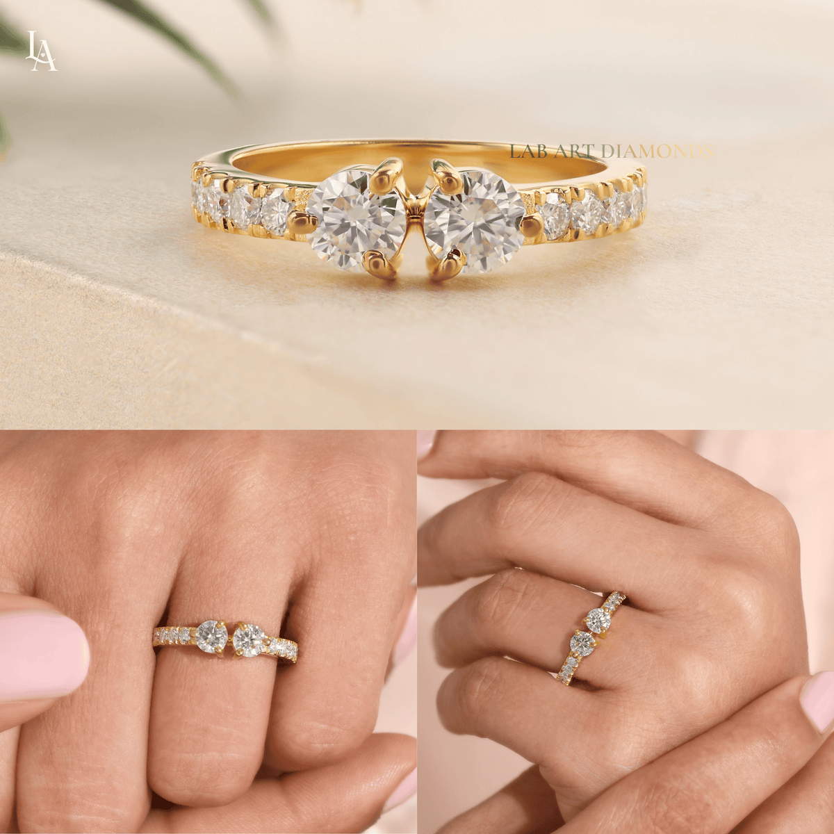Toi et Moi Minimalist Bridal Engagement Band