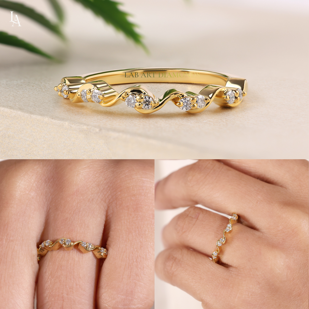 Twisted Dainty Spiral Half Eternity Ring