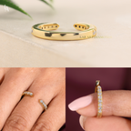 Modern Open Cuff Round Pave Half Eternity Adjustable Band
