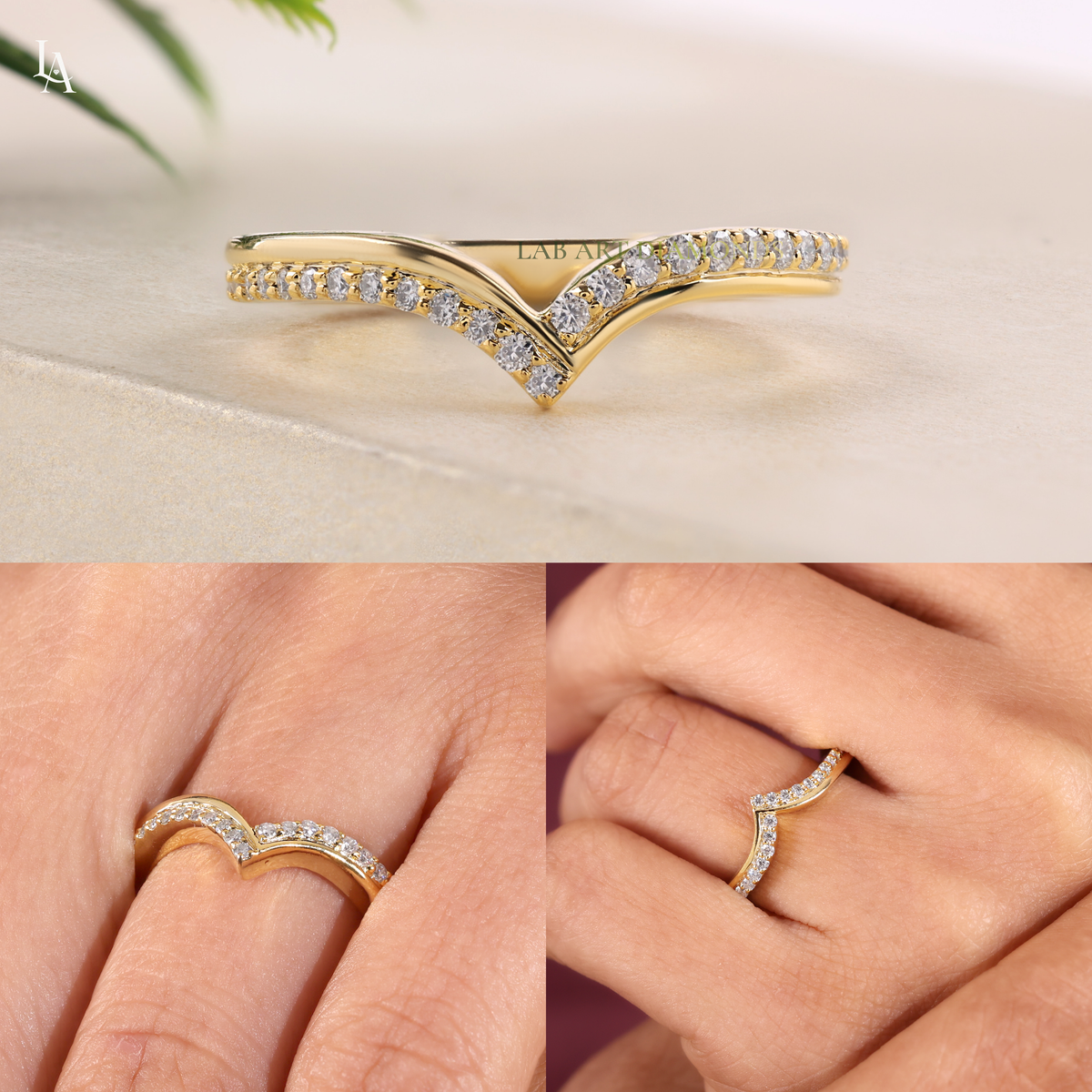 Double Wishbone Two Row Chevron Stacking Ring