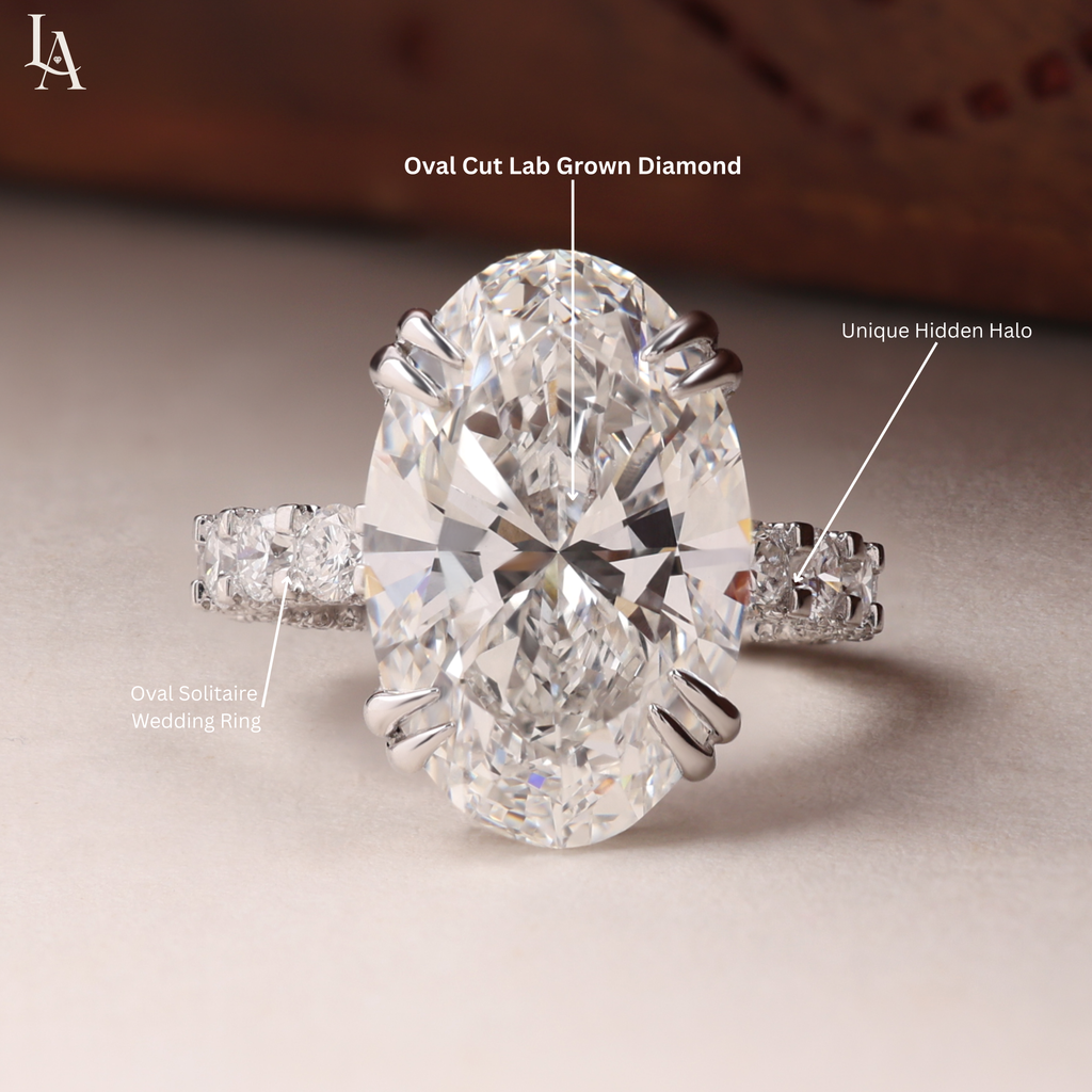 Oval Cut Hidden Halo Engagement Ring