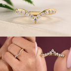Chevron V Shaped Contour Ring