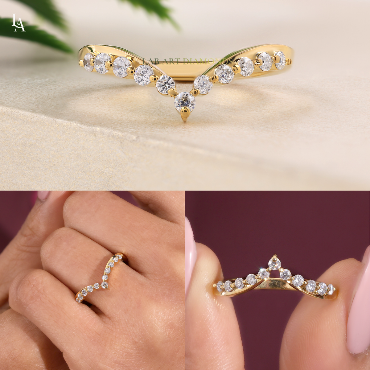 Chevron V Shaped Contour Ring