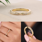 Pinched Tapered Pave Half Eternity Band