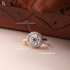 Round Cut Bezel Set Halo Engagement Ring