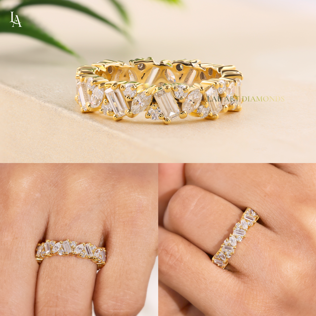 Mixed Cut Baguette Art Deco Wedding Ring