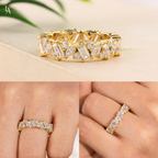 Mixed Cut Baguette Art Deco Wedding Ring