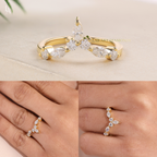 Marquise Cut Tiara Curved Contour Ring
