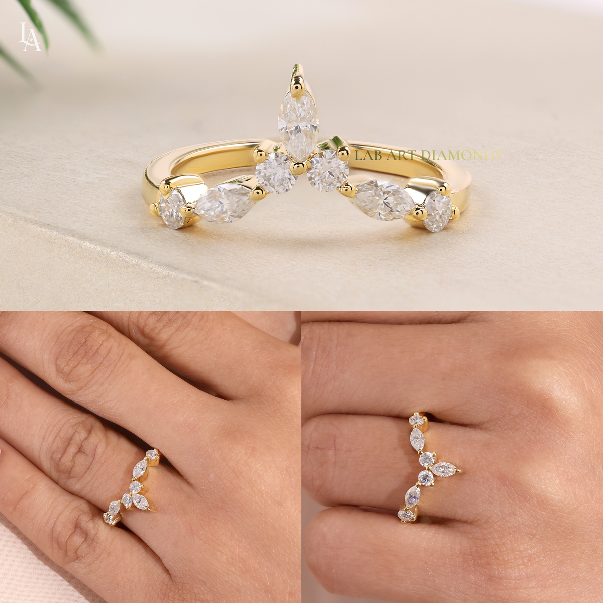 Marquise Cut Tiara Curved Contour Ring