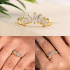 Nature Inspired Marquise Petal Crown Curved Band
