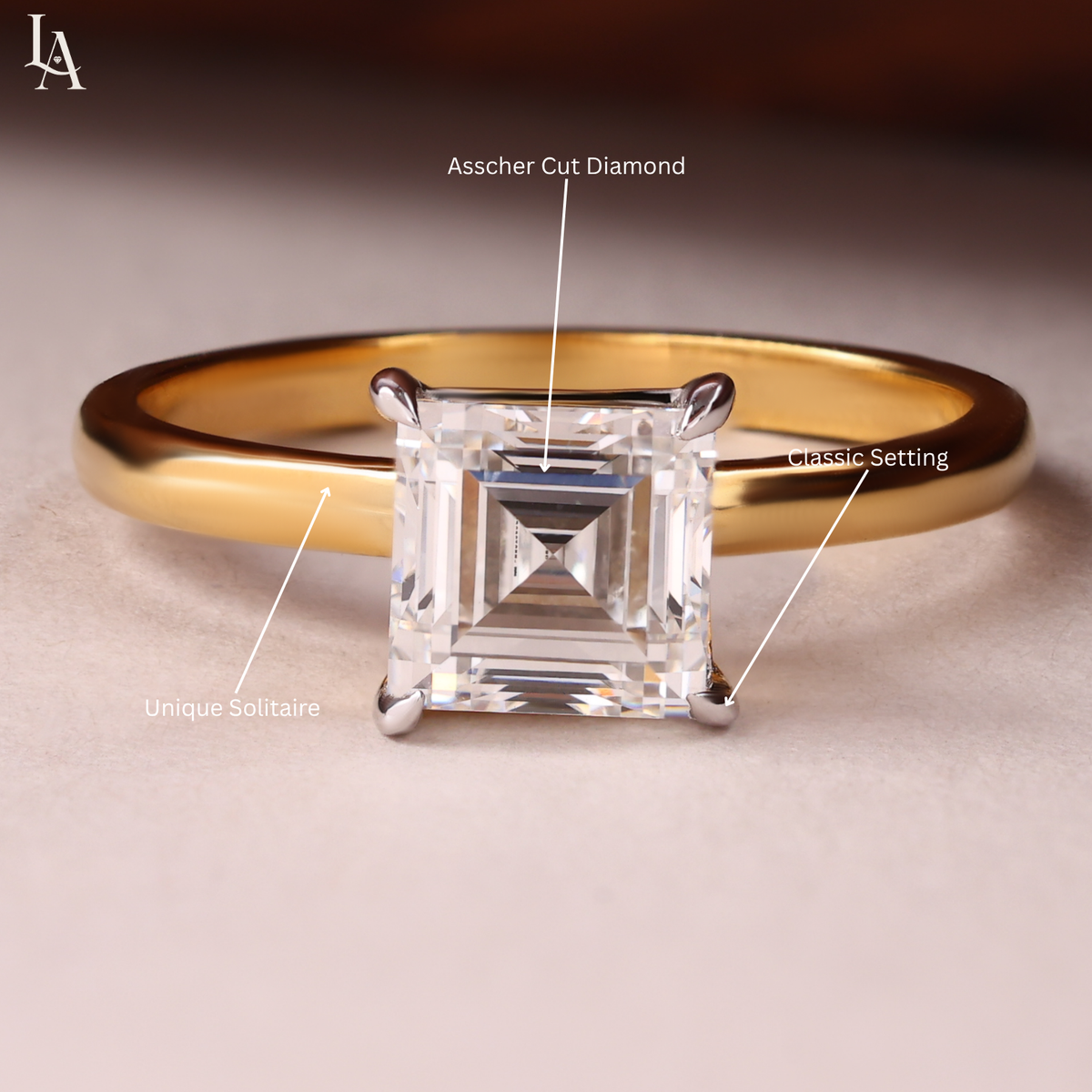 Asscher Cut Solitaire Engagement Ring