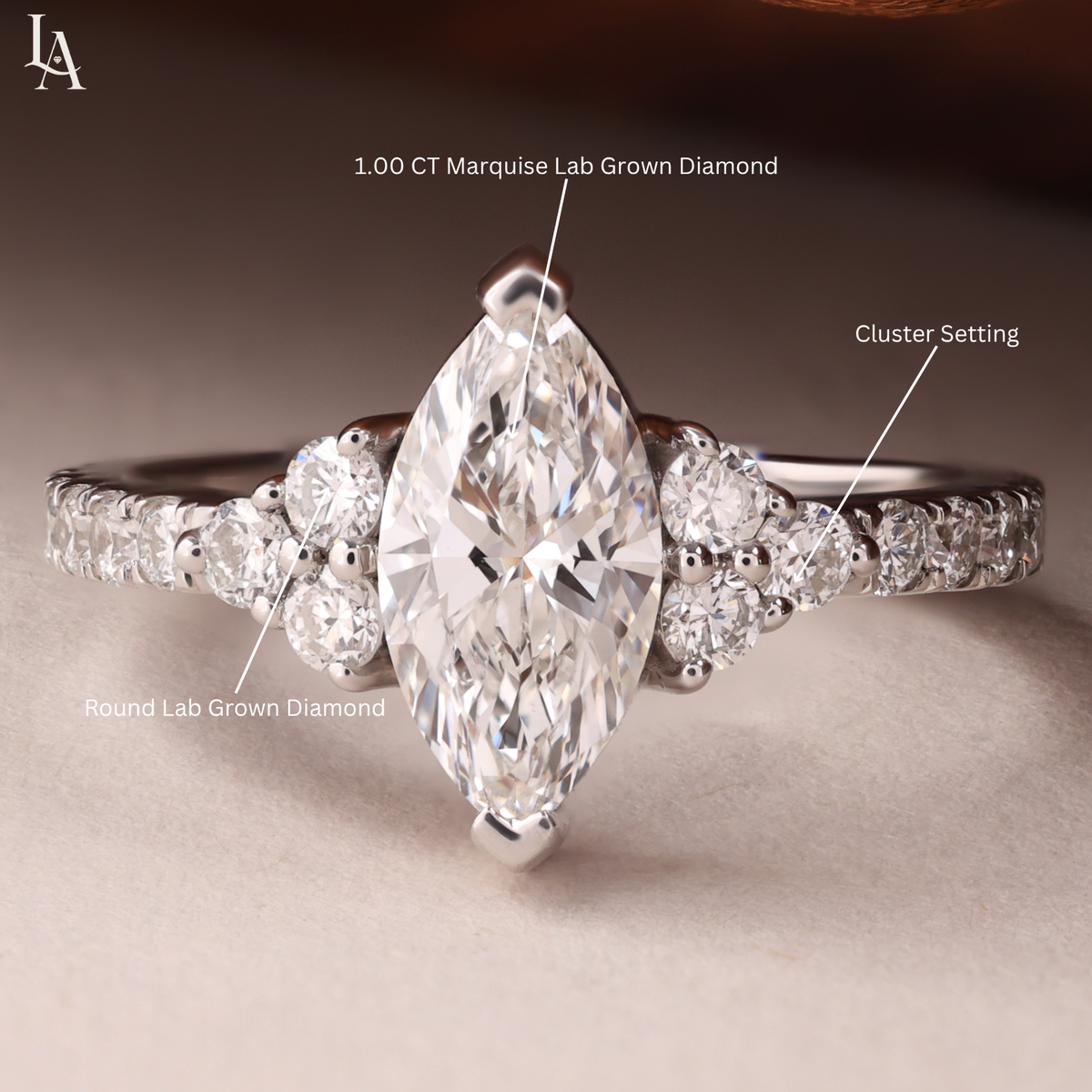 Marquise-Cut Real Lab Grown Diamond Ring