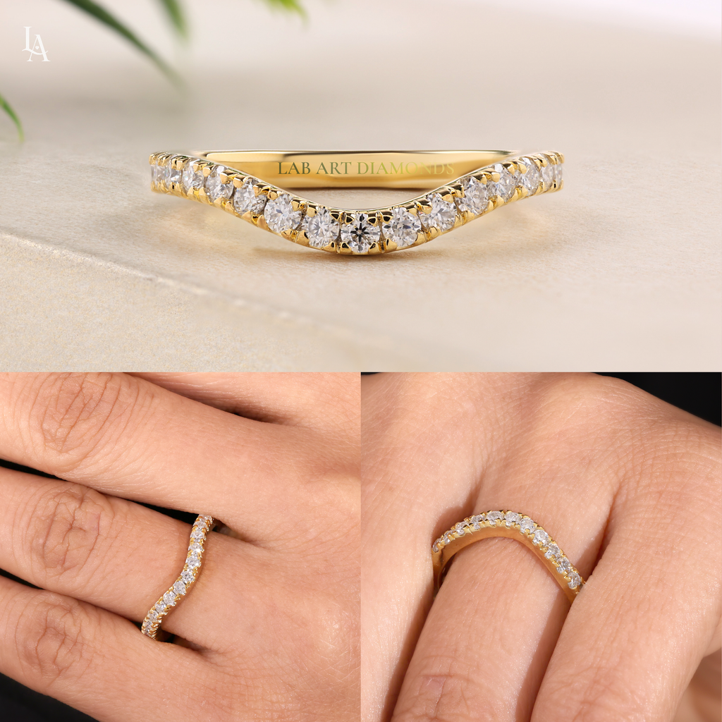 Curved U Shape Pave Contour Band