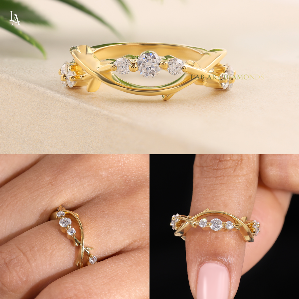 Twing Vine Nature Inspired Leaf Wedding Band