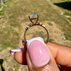 Emerald Cut Floral Side Stone Engagement Ring