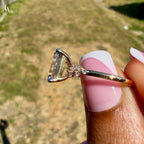 Emerald Cut Floral Side Stone Engagement Ring