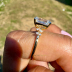 Emerald Cut Floral Side Stone Engagement Ring