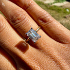 Elongated Emerald Cut Engagement Ring
