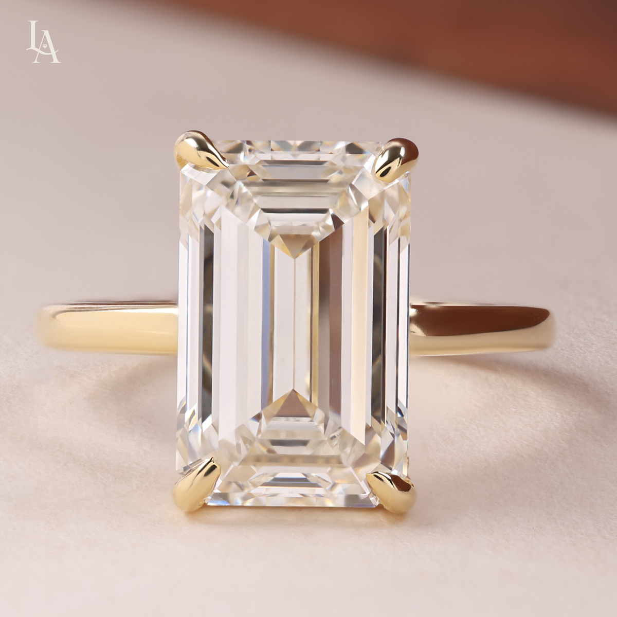 Emerald Cut Hidden Halo Solitaire Engagement Ring