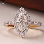Marquise Cut Halo Engagement Ring