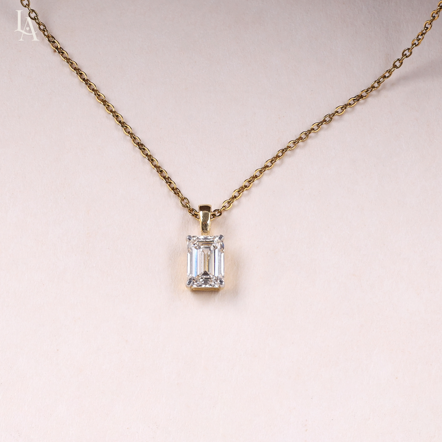 Emerald Cut Solitaire Pendent