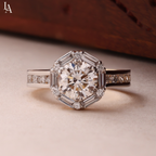 Round Cut Art Deco Halo Engagement Ring
