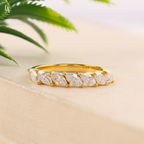 Slanted Leaf Marquise 7 Stone Half Eternity Band