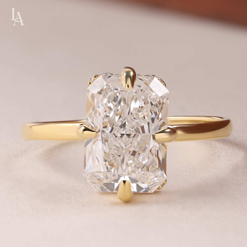 Radiant Cut Hidden Halo Solitaire Engagement Ring