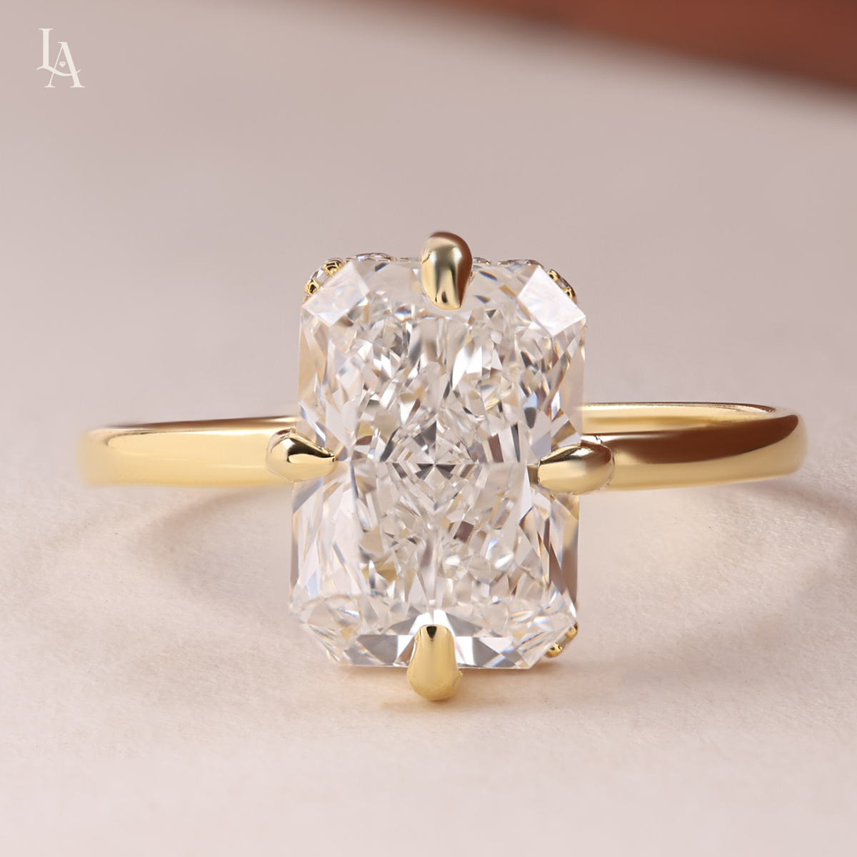 Radiant Cut Hidden Halo Solitaire Engagement Ring