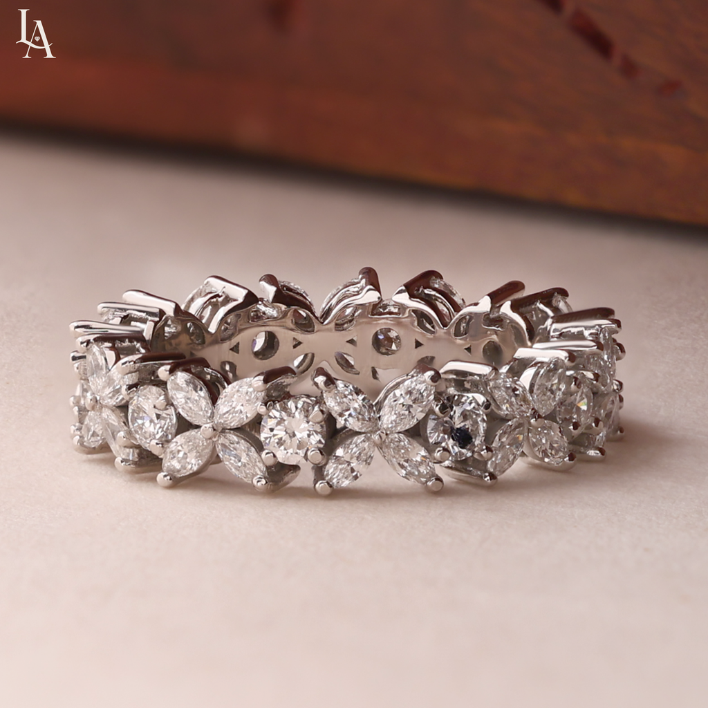 Marquise-Cut  Flower Eternity Band