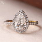 Pear Cut Halo Pave Band Engagement Ring